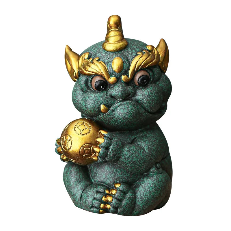 Green Sand Stone Gathering Wealth Pi Xiu Mascot Statue Chinese God Beast  Home Living Room, Office Art Deco Statue Free Delivery