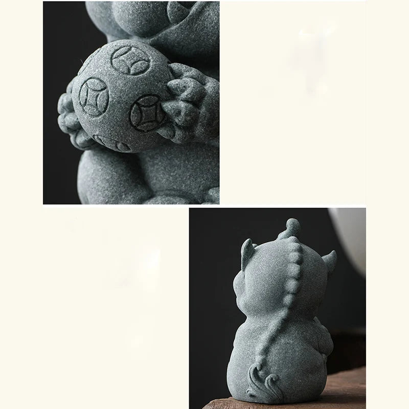 Green Sand Stone Gathering Wealth Pi Xiu Mascot Statue Chinese God Beast  Home Living Room, Office Art Deco Statue Free Delivery