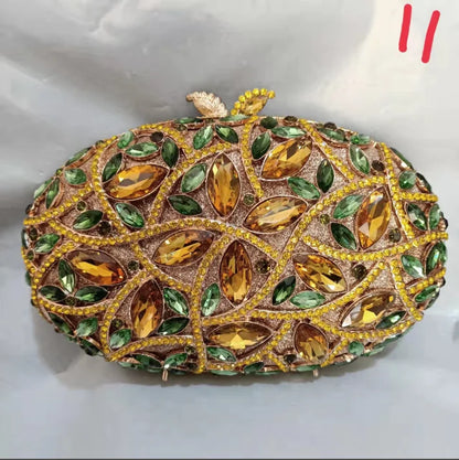 Green Yellow Elegant Hollow Out Clutch Woman Diamond Birthday Evening Purse Wedding Bridal Clutches Bags Party Crystal Handbag
