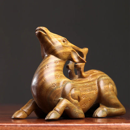Green rosewood statue Lucky deer a deer peace car decoration handhandle piece home decoration solid wood wood sculpture