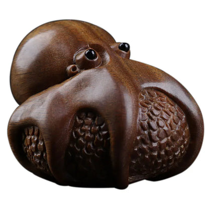Green sandalwood 5cm Wood Sculpture Animal Sculpture octopus Collection Office Decoration Rich Home Décor