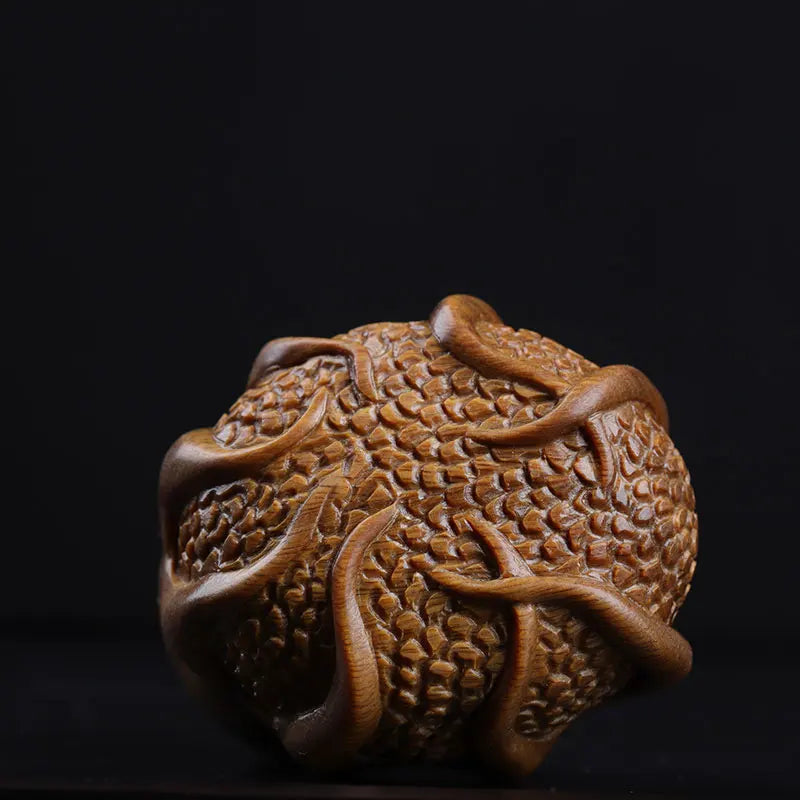 Green sandalwood 5cm Wood Sculpture Animal Sculpture octopus Collection Office Decoration Rich Home Décor