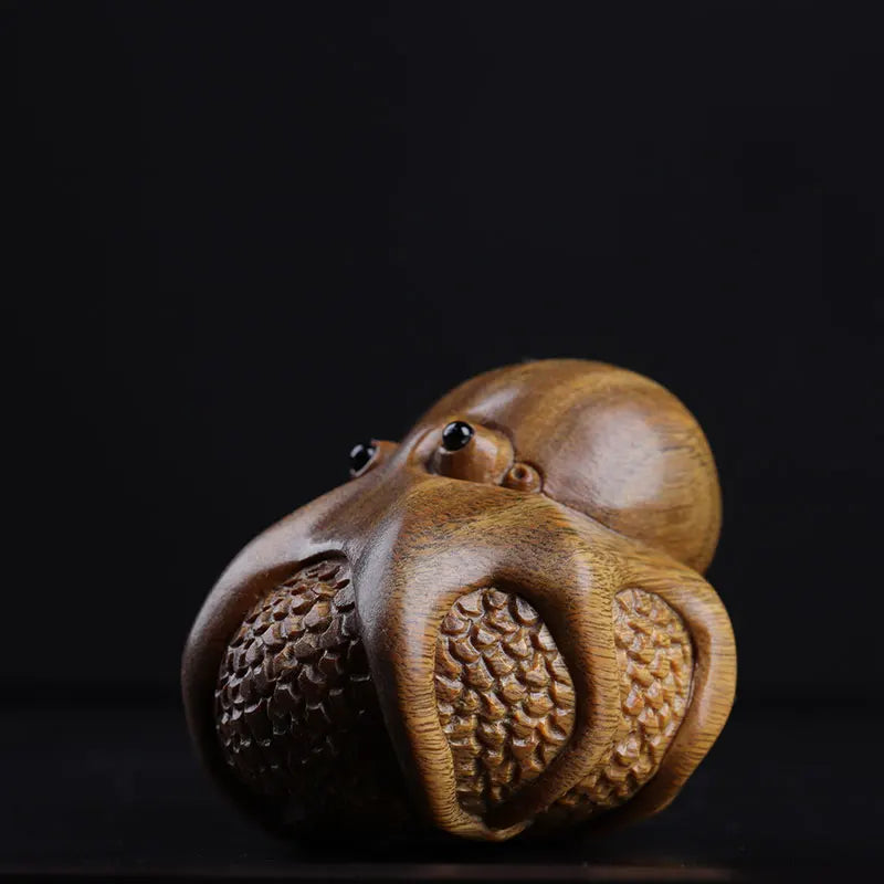Green sandalwood 5cm Wood Sculpture Animal Sculpture octopus Collection Office Decoration Rich Home Décor