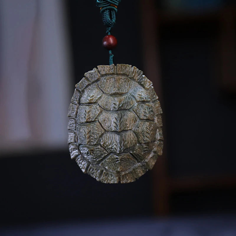 Green sandalwood 6cm Turtle Shell Office Decoration Feng Shui Pendant Car Hanging Bag Pendant Mascot Collection