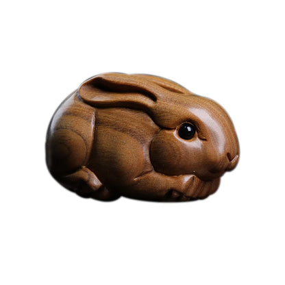 Green sandalwood 7cm Traditional Chinese Chinese Zodiac Rabbit Office Decoration Feng Shui Real Wood Mascot Collection