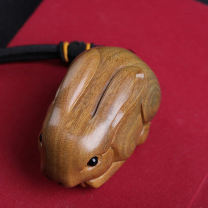 Green sandalwood 7cm Traditional Chinese Chinese Zodiac Rabbit Office Decoration Feng Shui Real Wood Mascot Collection
