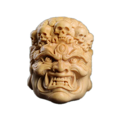 Green sandalwood Ebony 5cm Buddha Skeleton head Wood Statue Office Decoration Feng Shui Real Wood Mascot Collection