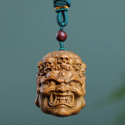 Green sandalwood Ebony 5cm Buddha Skeleton head Wood Statue Office Decoration Feng Shui Real Wood Mascot Collection
