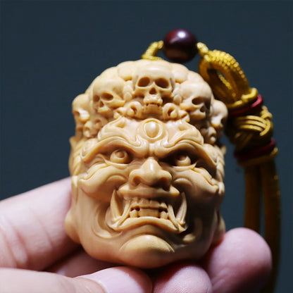 Green sandalwood Ebony 5cm Buddha Skeleton head Wood Statue Office Decoration Feng Shui Real Wood Mascot Collection