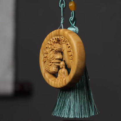 Green sandalwood carving  and  a moment's contemplation of the Buddha's  magic  bag  pendant, car decoration, Guanyin Buddha