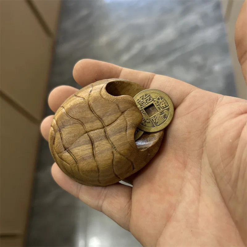 Green sandalwood carving copper money rich turtle shell decoration piece play hand  piece home decoration creative crafts
