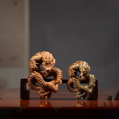 Green sandalwood statue disk dragon Dragon Year mascot pendant handhandle solid wood sculpture Zodiac dragon ornament