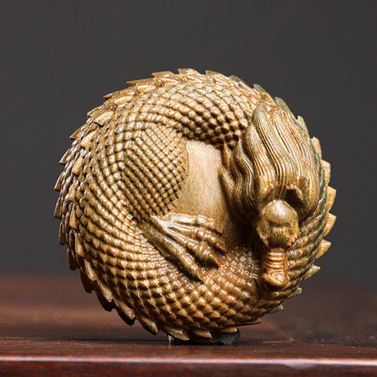 Green sandalwood statue dragon horse solid wood wood sculpture handle piece zodiac dragon horse mascot decoration