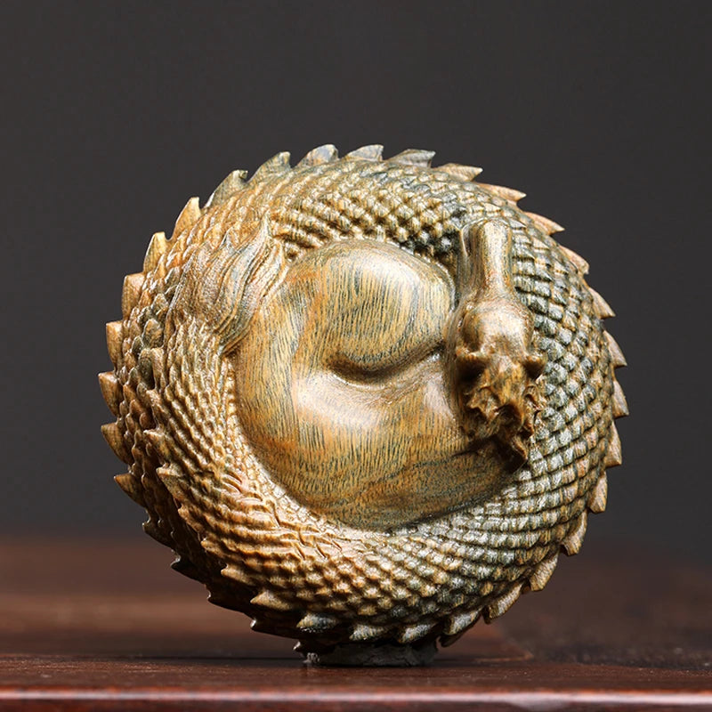 Green sandalwood statue dragon horse solid wood wood sculpture handle piece zodiac dragon horse mascot decoration