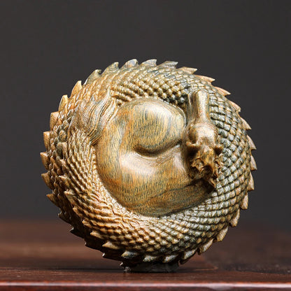 Green sandalwood statue dragon horse solid wood wood sculpture handle piece zodiac dragon horse mascot decoration