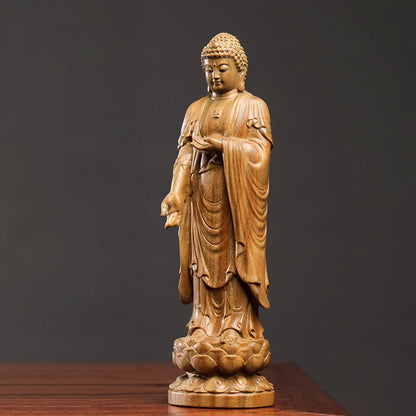 Green sandalwood wood statue tathagata handhandle figure crafts living room home decoration