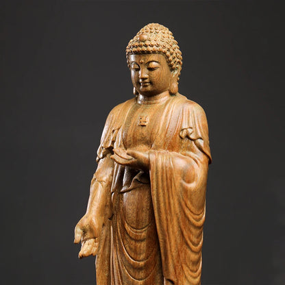 Green sandalwood wood statue tathagata handhandle figure crafts living room home decoration