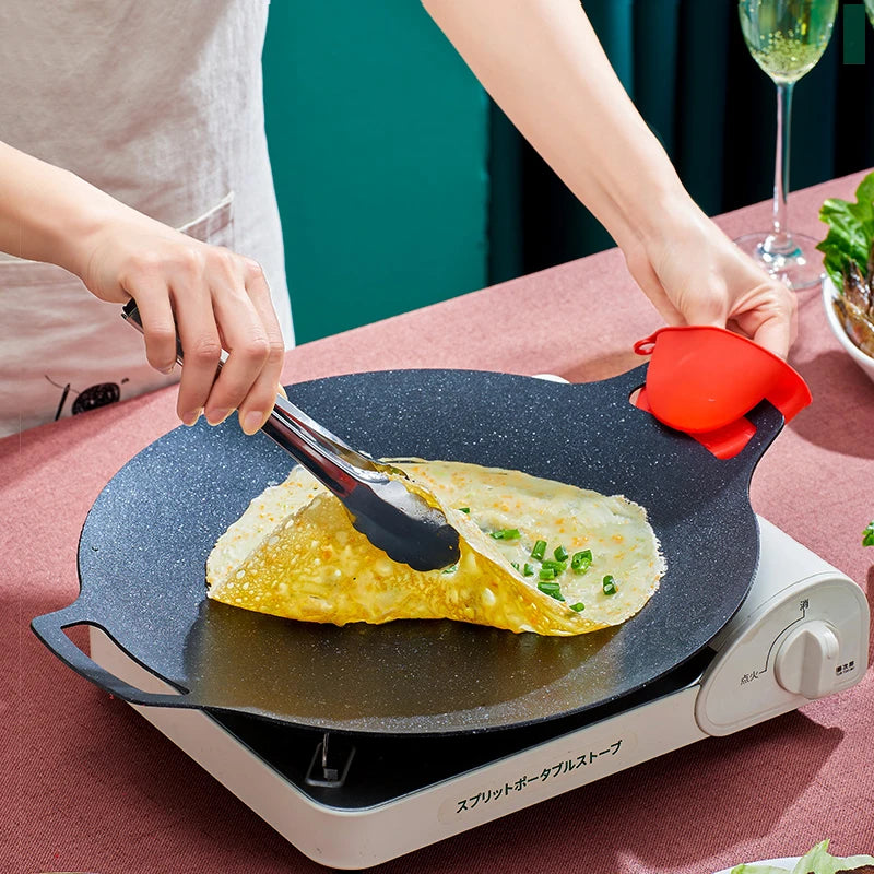 Grill Pan Korean Round Non-Stick Barbecue Plate Outdoor Travel Camping Frying Pan Barbecue Accessories