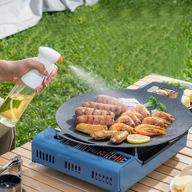 Grill Pan Korean Round Non-Stick Barbecue Plate Outdoor Travel Camping Frying Pan Barbecue Accessories