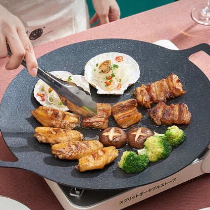 Grill Pan Korean Round Non-Stick Barbecue Plate Outdoor Travel Camping Frying Pan Barbecue Accessories