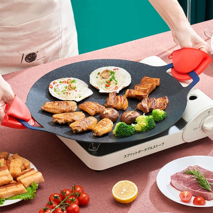 Grill Pan Korean Round Non-Stick Barbecue Plate Outdoor Travel Camping Frying Pan Barbecue Accessories
