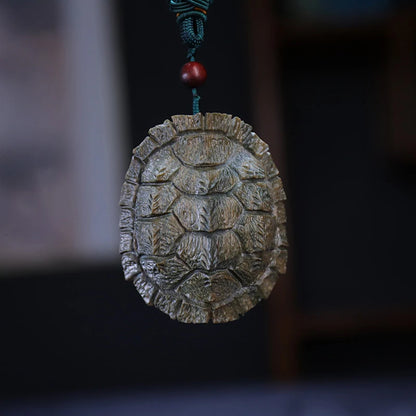 Guaiacum Wood 6CM Turtle Shell Sculpture Pterocarpus Tinctorius Wood Statue Carving Lucky Tortoise Pendant Home Decor
