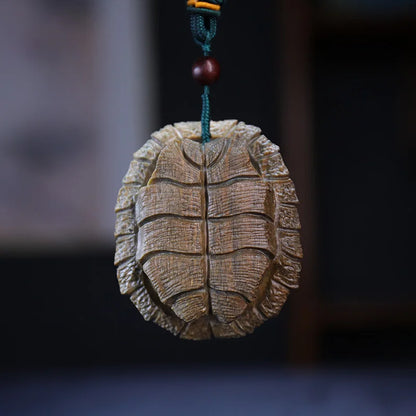 Guaiacum Wood 6CM Turtle Shell Sculpture Pterocarpus Tinctorius Wood Statue Carving Lucky Tortoise Pendant Home Decor