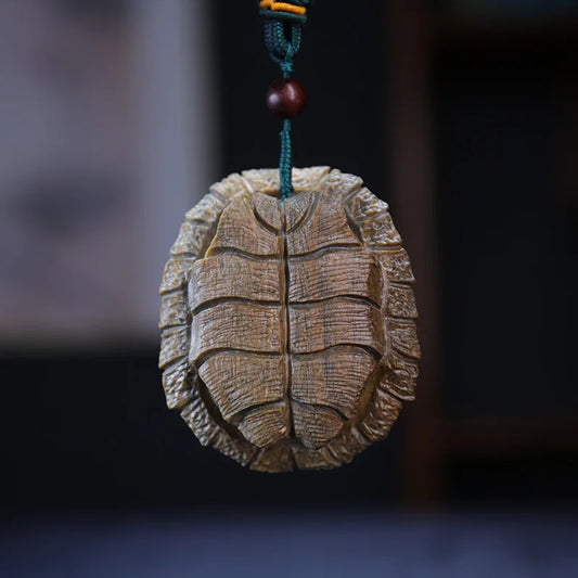Guaiacum Wood 6CM Turtle Shell Sculpture Pterocarpus Tinctorius Wood Statue Carving Lucky Tortoise Pendant Home Decor