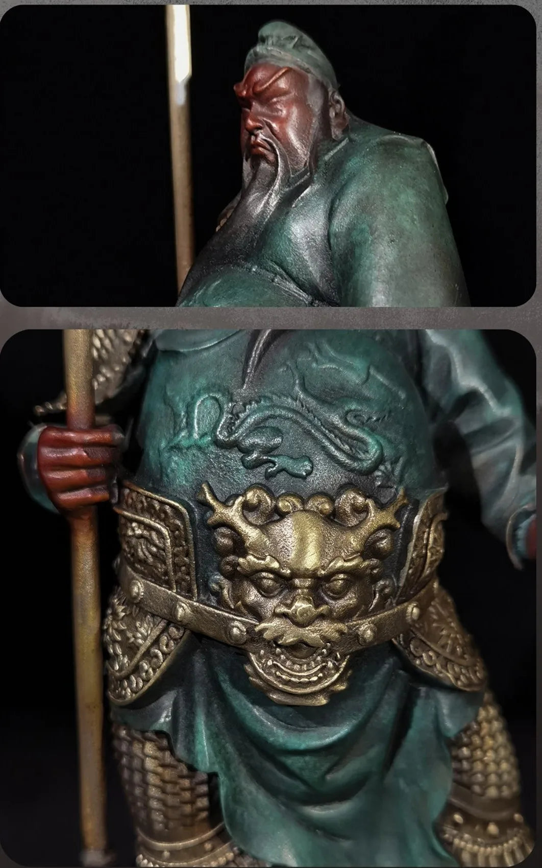 Guan Gong China God of wealth Guanyu Colour Bronze Statues Figurine Sculpture Home Decor