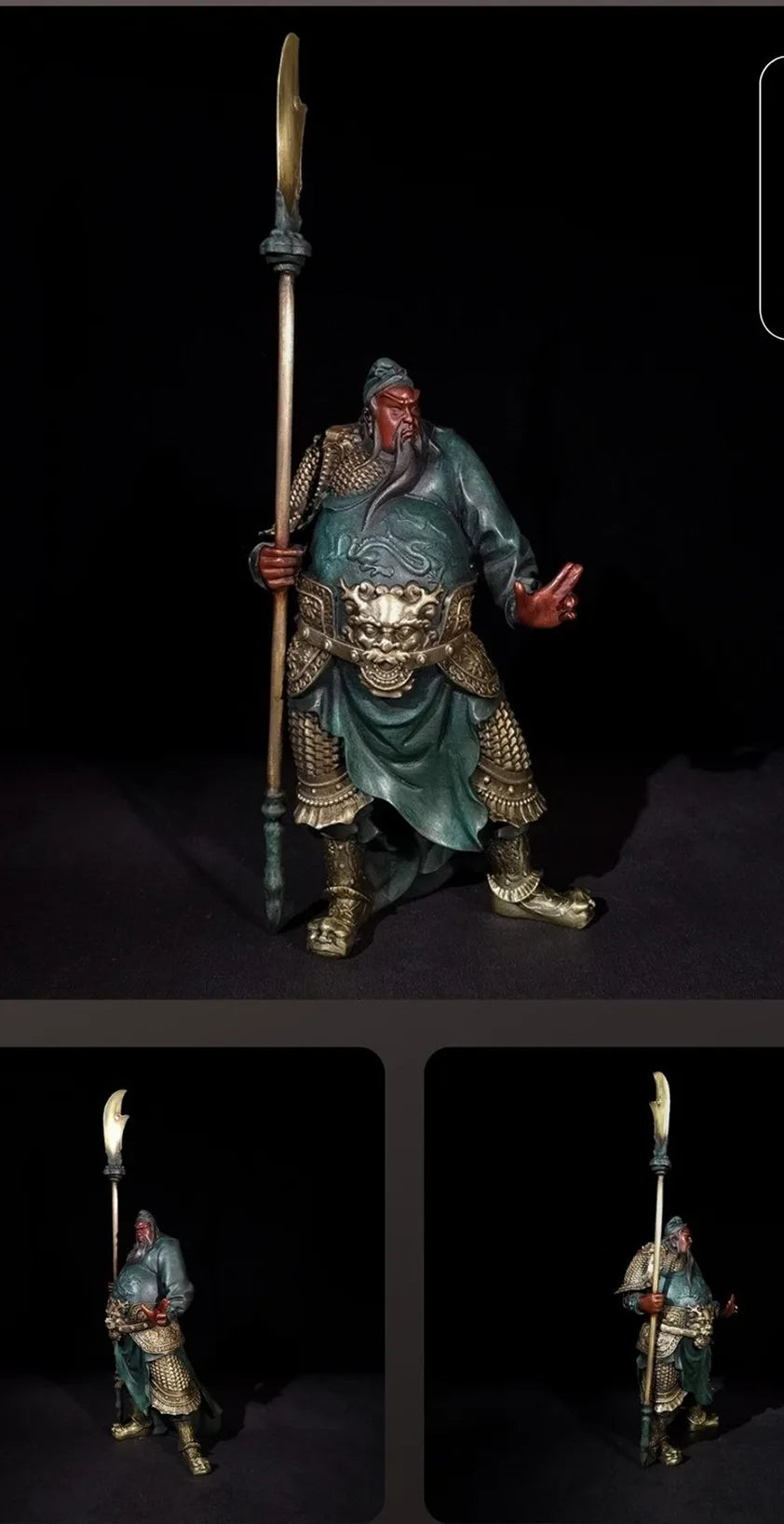 Guan Gong China God of wealth Guanyu Colour Bronze Statues Figurine Sculpture Home Decor