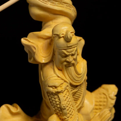 Guan Gong Home Buddha Statue Wooden Creative Office Wood Carving Decoration Large Knife Guan Yu
