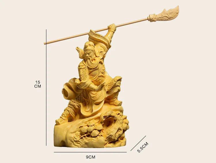 Guan Gong Home Buddha Statue Wooden Creative Office Wood Carving Decoration Large Knife Guan Yu