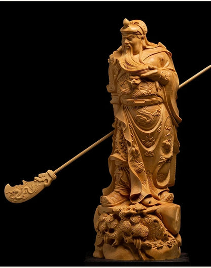 GuanYu Dynasty Warriors Legend Statue, Guangong Wooden People Sculpture, Wooden Crafts Decoration