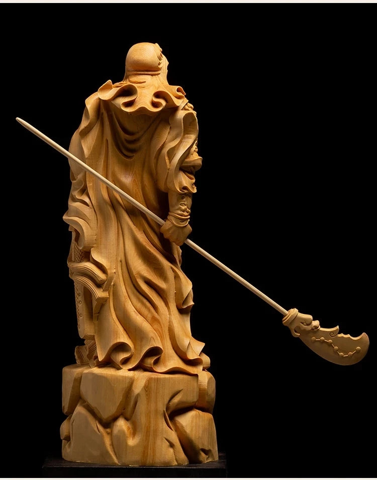 GuanYu Dynasty Warriors Legend Statue, Guangong Wooden People Sculpture, Wooden Crafts Decoration