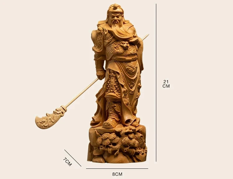 GuanYu Dynasty Warriors Legend Statue, Guangong Wooden People Sculpture, Wooden Crafts Decoration
