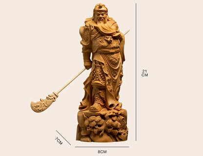 GuanYu Dynasty Warriors Legend Statue, Guangong Wooden People Sculpture, Wooden Crafts Decoration