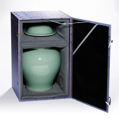 Guanfu Guanfu Museum Recommended Longquan Green Reward-Longquan Zi-Qing Mei Temple Jar Antique Celadon Handmade Handmade Ornamen