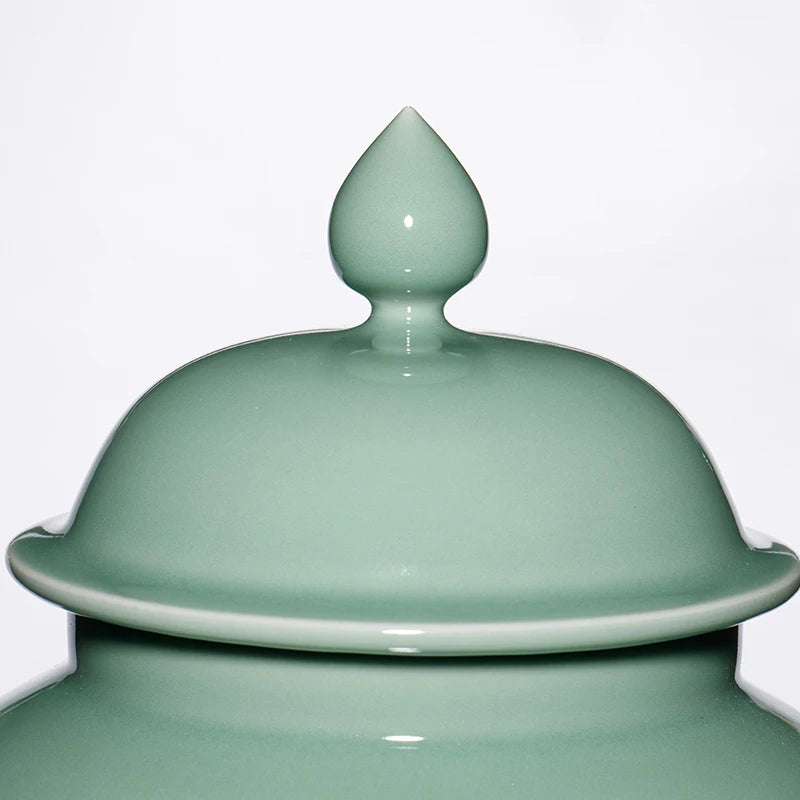 Guanfu Guanfu Museum Recommended Longquan Green Reward-Longquan Zi-Qing Mei Temple Jar Antique Celadon Handmade Handmade Ornamen