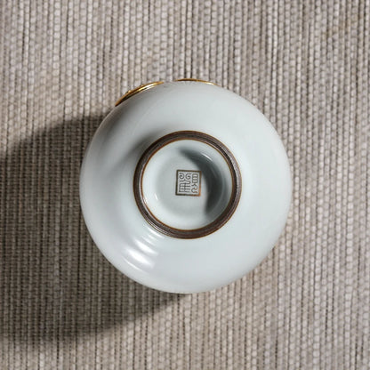 Guanfu Museum All the Best Fragrance-Smelling Cup Official Glaze Handmade Sterling Silver Gold Plated Master Cup Teacup Good Thi