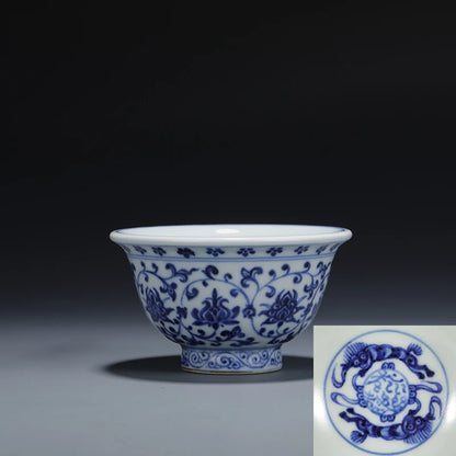 Guanfu Museum Antique Yongle Blue and White Flower Pressure Bottle Palace Museum Jingdezhen Tea Set Handmade and Hand-Painted Ku