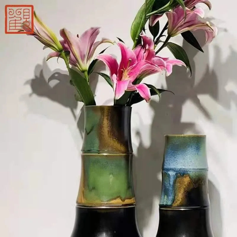 Guanfu Museum Bamboo Flower Arrangement in the Mountains and Rivers Color Glaze Landscape Ink Flower Arrangement Jingdezhen Cera