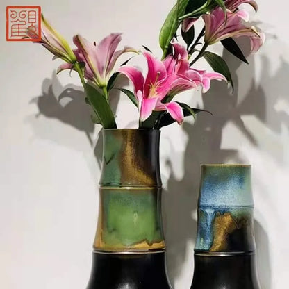 Guanfu Museum Bamboo Flower Arrangement in the Mountains and Rivers Color Glaze Landscape Ink Flower Arrangement Jingdezhen Cera