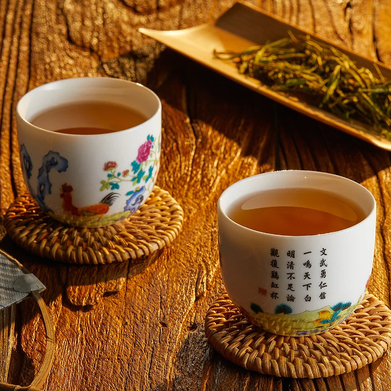 Guanfu Museum Chicken Cup Jingdezhen Tea Set Porcelain Master Tea Cup Tea List for Many People Gift Ma Weidu Royal Poem Dudu Rec