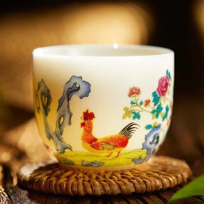 Guanfu Museum Chicken Cup Jingdezhen Tea Set Porcelain Master Tea Cup Tea List for Many People Gift Ma Weidu Royal Poem Dudu Rec