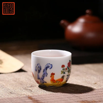 Guanfu Museum Chicken Cup Jingdezhen Tea Set Porcelain Master Tea Cup Tea List for Many People Gift Ma Weidu Royal Poem Dudu Rec
