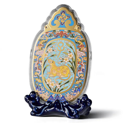 Guanfu Museum Cloisonne Gold-Plated Life Ruyi Chinese Zodiac Pendant Cloisonne Ancient Craft the 12 Floras Collection Commemorat