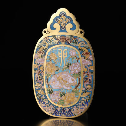 Guanfu Museum Cloisonne Gold-Plated Life Ruyi Chinese Zodiac Pendant Cloisonne Ancient Craft the 12 Floras Collection Commemorat