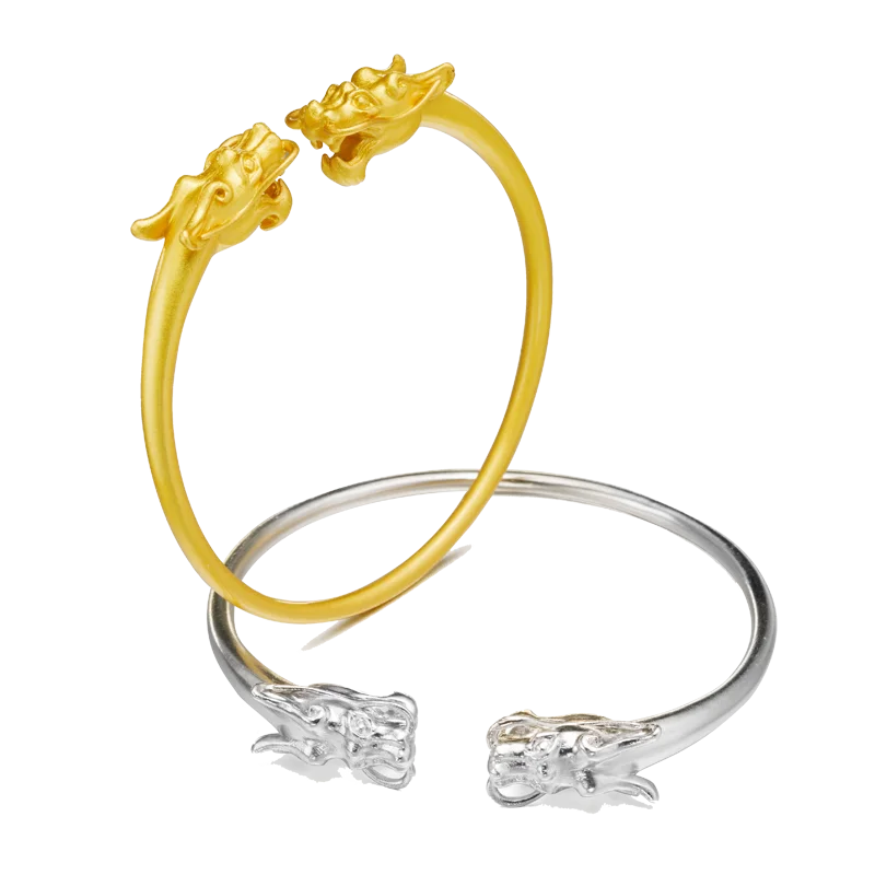 Guanfu Museum Faucet Silver Bracelet 925 Silver Men and Women Couple Love Gift Gold Plated Gift for Mother