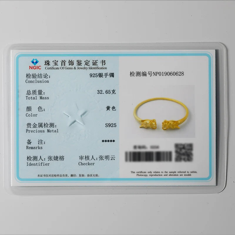 Guanfu Museum Faucet Silver Bracelet 925 Silver Men and Women Couple Love Gift Gold Plated Gift for Mother