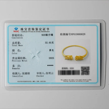 Guanfu Museum Faucet Silver Bracelet 925 Silver Men and Women Couple Love Gift Gold Plated Gift for Mother